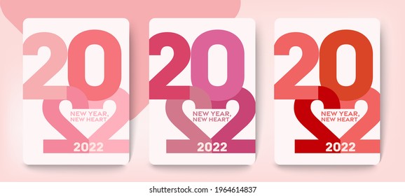Design New Year New Concept of 2022, Happy New Year set. Sweet Pink trendy typography logo 2022 for celebration, Vector EPS 10