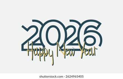 Design for new year greeting card 2026 with numbers from green lines. Happy new year 2026 vector illustration isolated on white background.