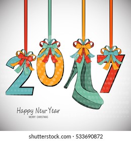Design for a New Year's greeting 2017 with figures.