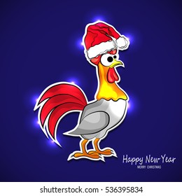 Design for a New Year's greeting 2017 with  rooster symbol