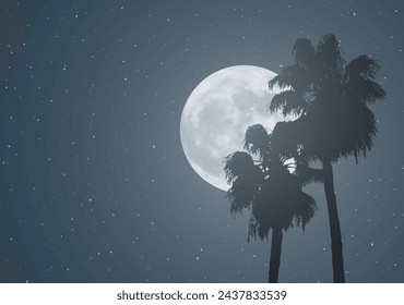 diseño de la luna bonita y palmeras