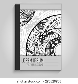 Design notebook with abstract ornament. Hippie ornament.