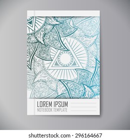 Design notebook with mandala. Ornament texture. Notebook template.