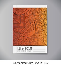Design notebook with mandala. Ornament texture. Notebook template.