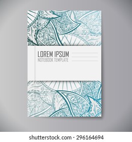 Design notebook with mandala. Ornament texture. Notebook template.