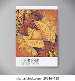 Design notebook with mandala. Ornament texture. Notebook template.