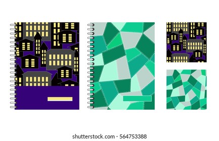 Design notebook with seamless backgrounds. Vector.