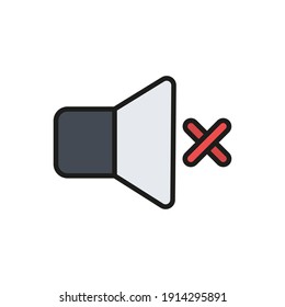 The design of the notification sound mute user interface flat outline color icon pack vector illustration, this vector is suitable for icons, logos, illustrations, stickers, books, covers, etc.