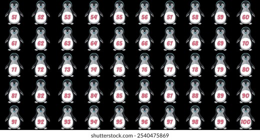 Design number 1 to 100 premium kids cute penguin logo icon