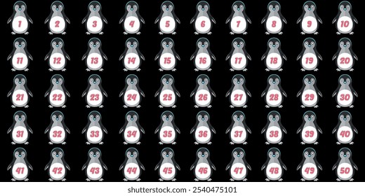 Design número 1 a 50 premium crianças bonito pinguim logotipo ícone