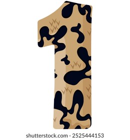 design of number 1 for new year with animal design namely with detailed skin spots of common yellow boa, vector