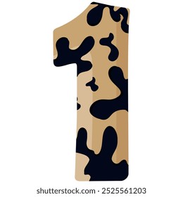 design of the number 1 for the new year with an animal design, namely with the spots of a common yellow boa, vector