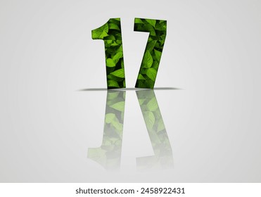 Design number 17 with leaf texture on white background, desin number 17 for Indonesian independence celebration. 
