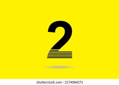 design number 2 black in the form of a line below. suitable for logo anniversary, birthday, business, celebration, party, technology, etc. number 2 logo design, number monogram, number typography