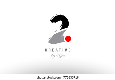 Design of number 2 with grunge style. Black grey color suitable as a logo for a company or business