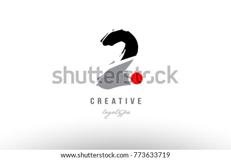 Design of number 2 with grunge style. Black grey color suitable as a logo for a company or business