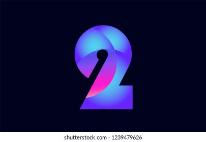 Design of number 2 pink blue gradient color suitable as a logo for a company or business