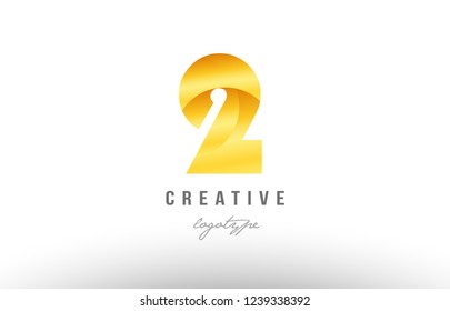 Design of number 2 two with gold golden metal gradient color suitable as a logo for a company or business