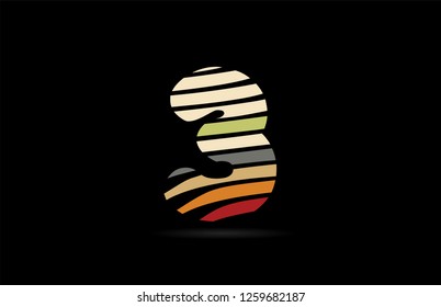 design of number 3 with lines stripe as a logo for a company or business