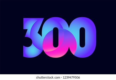 Design of number 300 pink blue gradient color suitable as a logo for a company or business