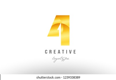 Design of number 4 with gold golden metal gradient color suitable as a logo for a company or business