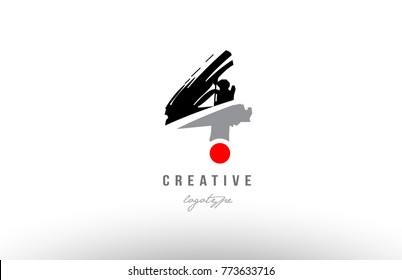 Design of number 4 with grunge style. Black grey color suitable as a logo for a company or business