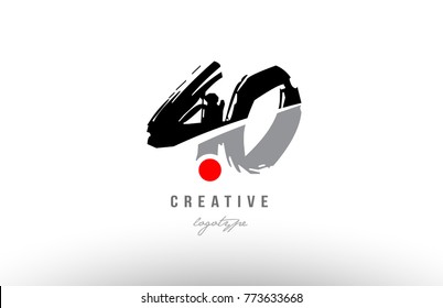 Design of number 40 with grunge style. Black grey color suitable as a logo for a company or business