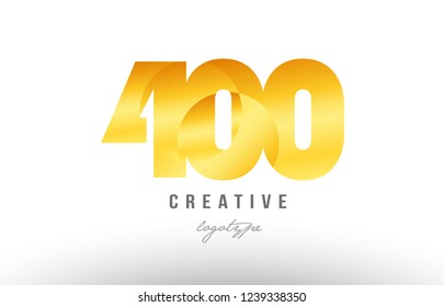 Design of number 400 with gold golden metal gradient color suitable as a logo for a company or business
