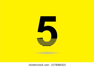 design number 5 black in the form of a line below. suitable for logo anniversary, birthday, business, celebration, party, technology, etc. number 5 logo design, number monogram, number typography