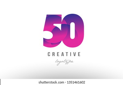 Design of number 50 with pink gradient color suitable as a logo for a company or business
