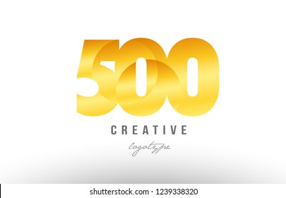 Design of number 500 with gold golden metal gradient color suitable as a logo for a company or business