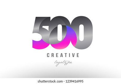 Design of number 500 silver grey metal metallic gradient color suitable as a logo for a company or business