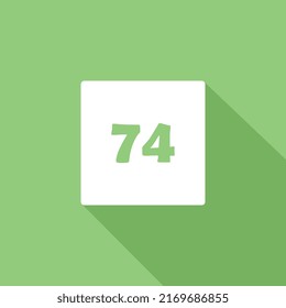 Design number 74 in a modern flat style in a white frame on a green screen with a shadow in the vector for commercial use.