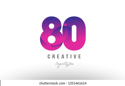 Design of number 80 with pink gradient color suitable as a logo for a company or business