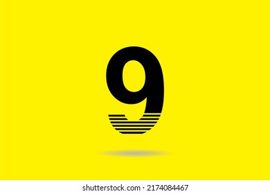 design number 9 black in the form of a line below. suitable for logo anniversary, birthday, business, celebration, party, technology, etc. number 9 logo design, number monogram, number typography