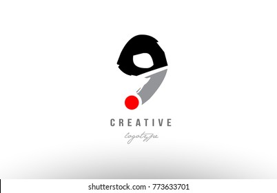 Design of number 9 with grunge style. Black grey color suitable as a logo for a company or business