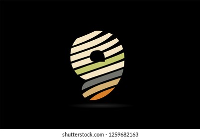 design of number 9 with lines stripe as a logo for a company or business