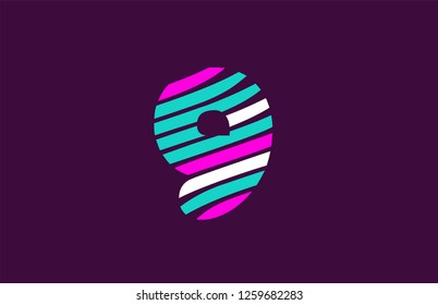 design of number 9 with lines stripe as a logo for a company or business