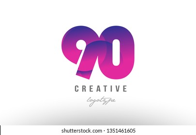 Design of number 90 with pink gradient color suitable as a logo for a company or business