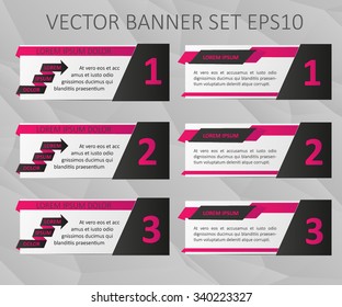 Design number banners template. Paper origami banner set. Graphic or website layout. Product choice or versions.