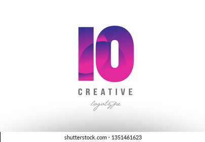 Design of number digit 10 ten with pink gradient color suitable as a logo for a company or business