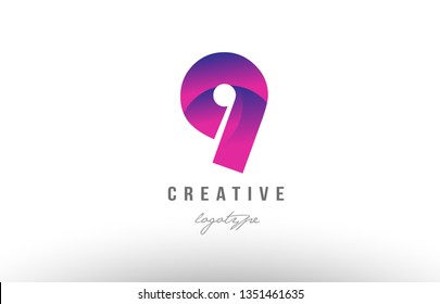 Design of number digit 9 nine with pink gradient color suitable as a logo for a company or business