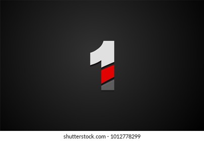 Design of number logo 1 with red white and black color icon for a company or business