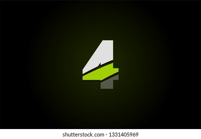 Design of number logo 4 with green white and black color icon for a company or business