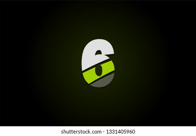 Design of number logo 6 with green white and black color icon for a company or business