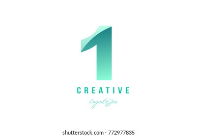 Design of number numeral digit 1 one with green pastel gradient color suitable as a logo for a company or business