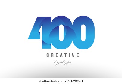 Design of number numeral digit 400 with blue gradient color suitable as a logo for a company or business