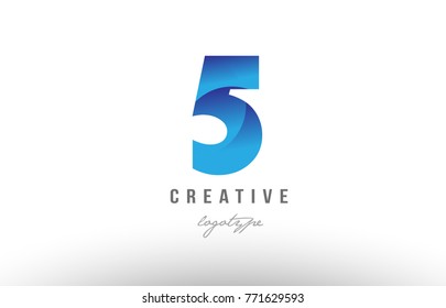 Design of number numeral digit 5 five with blue gradient color suitable as a logo for a company or business