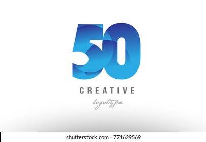 Gestaltung der Ziffer 50 mit blauem Farbverlauf-Farbe als Logo für ein Unternehmen oder ein Unternehmen