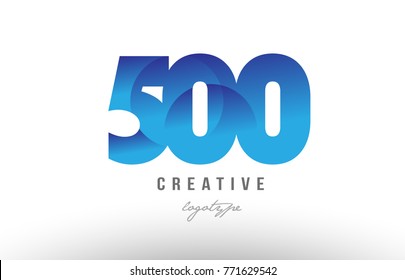 Design of number numeral digit 500 with blue gradient color suitable as a logo for a company or business